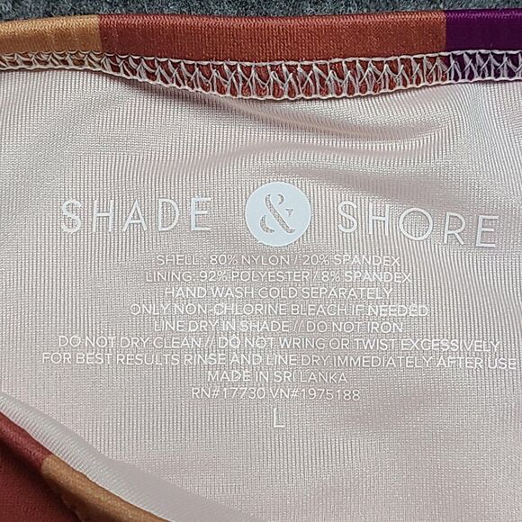 Shade & Shore Bikini Bottom Womens Large High Waist Striped Cheeky‎ Swimsuit - Picture 2 of 7